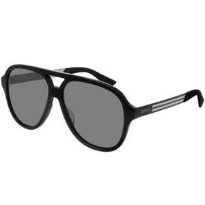 Gucci Mens UV Protection Retro Aviator Sunglasses Black 59mm.